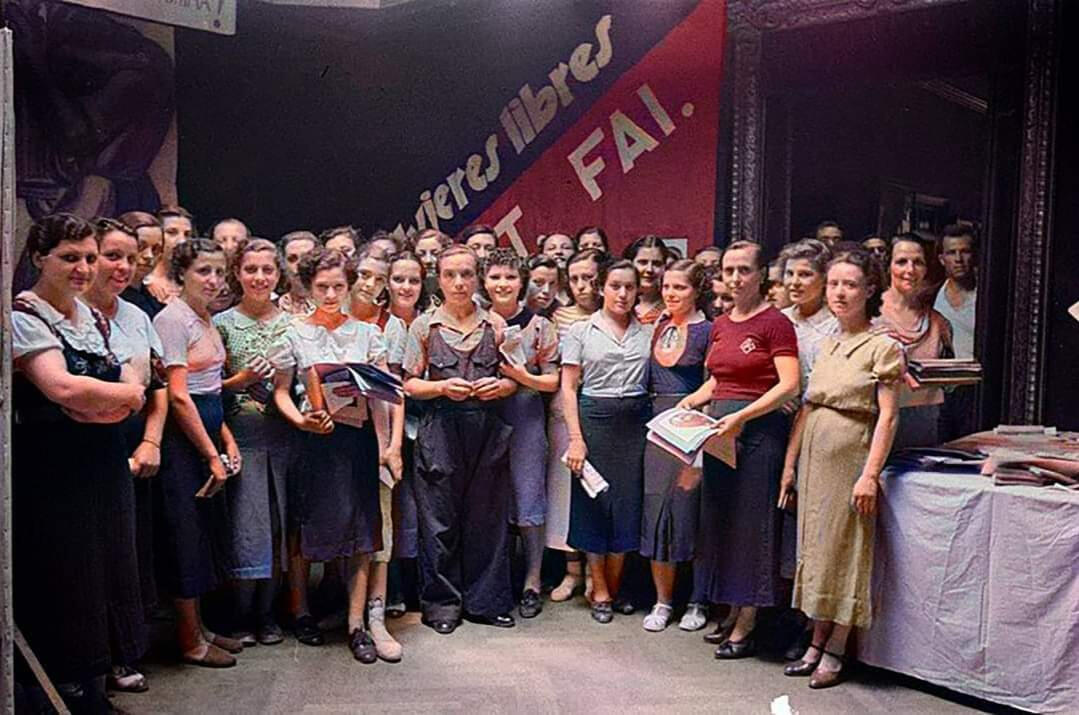 Colorized presentation of Mujeres Libres (Free Women), the anarchist women's organisation during the Spanish Revolution.