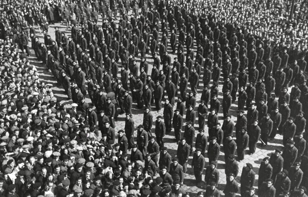 Fighters of the Battalion of Death participating in a military parade.