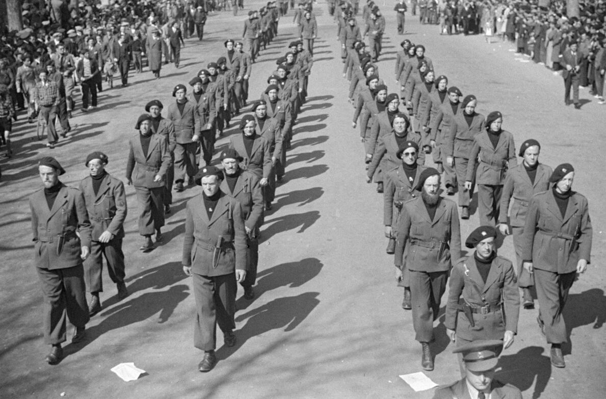 Fighters of the Battalion of Death participating in a military parade.