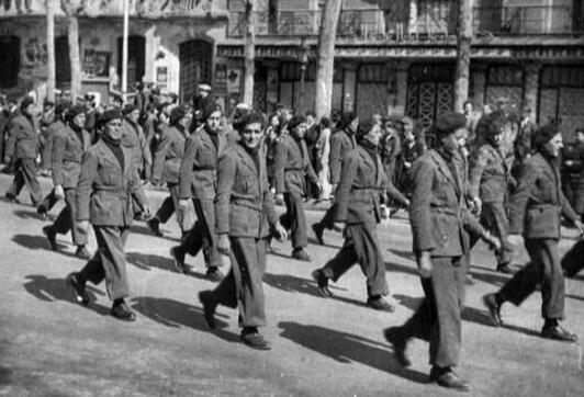 Fighters of the Battalion of Death participating in a military parade.
