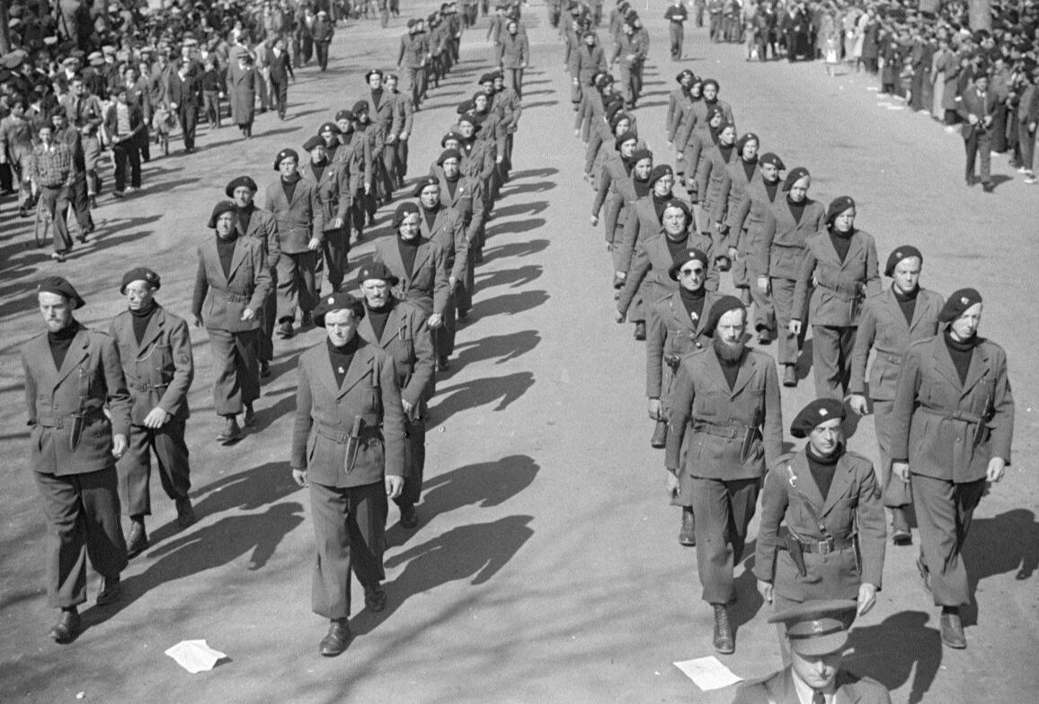 Fighters of the Battalion of Death participating in a military parade.